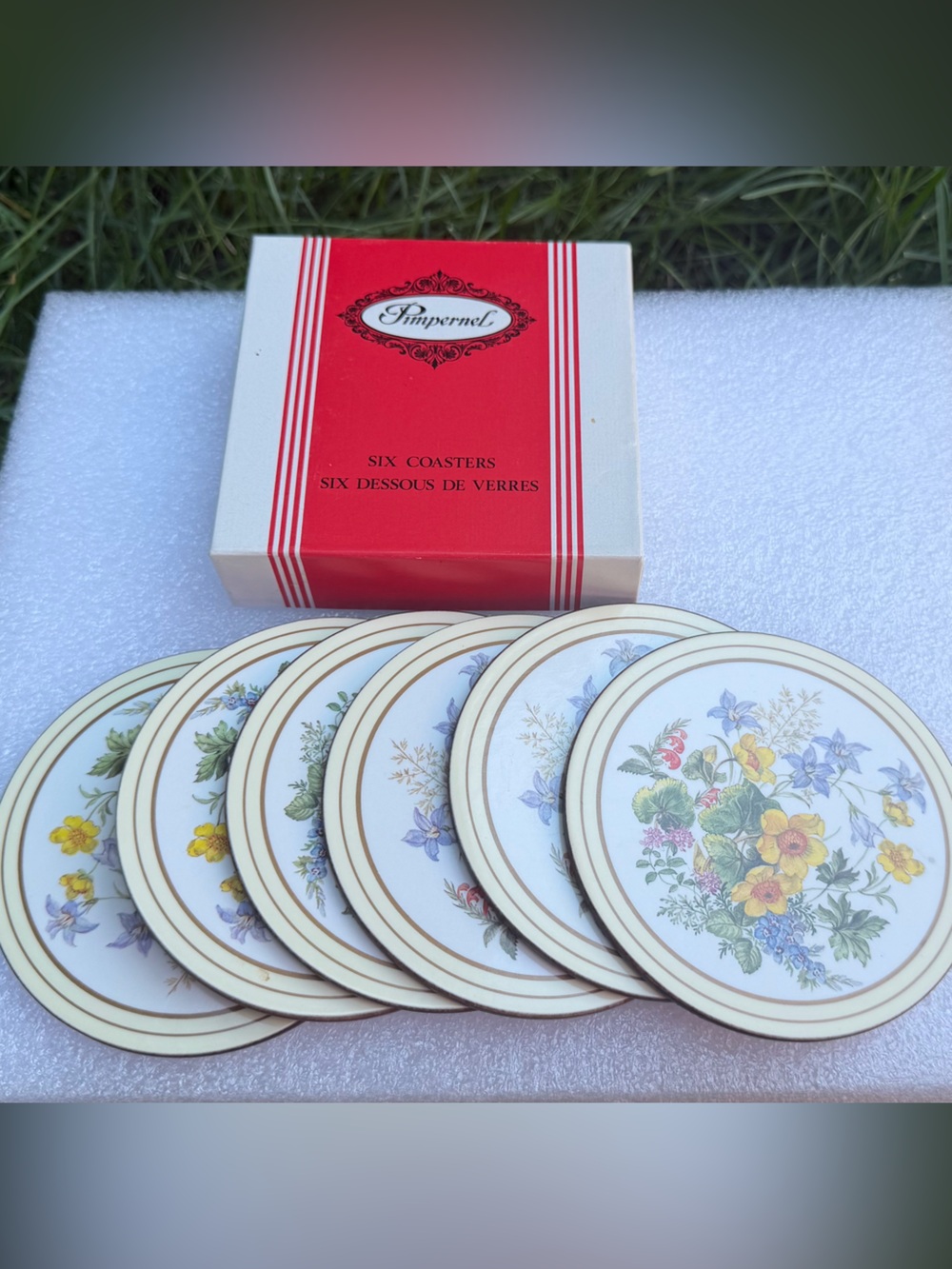 Pimpernel Floral Coasters Set of 6 – Made in UK – Excellent Condition